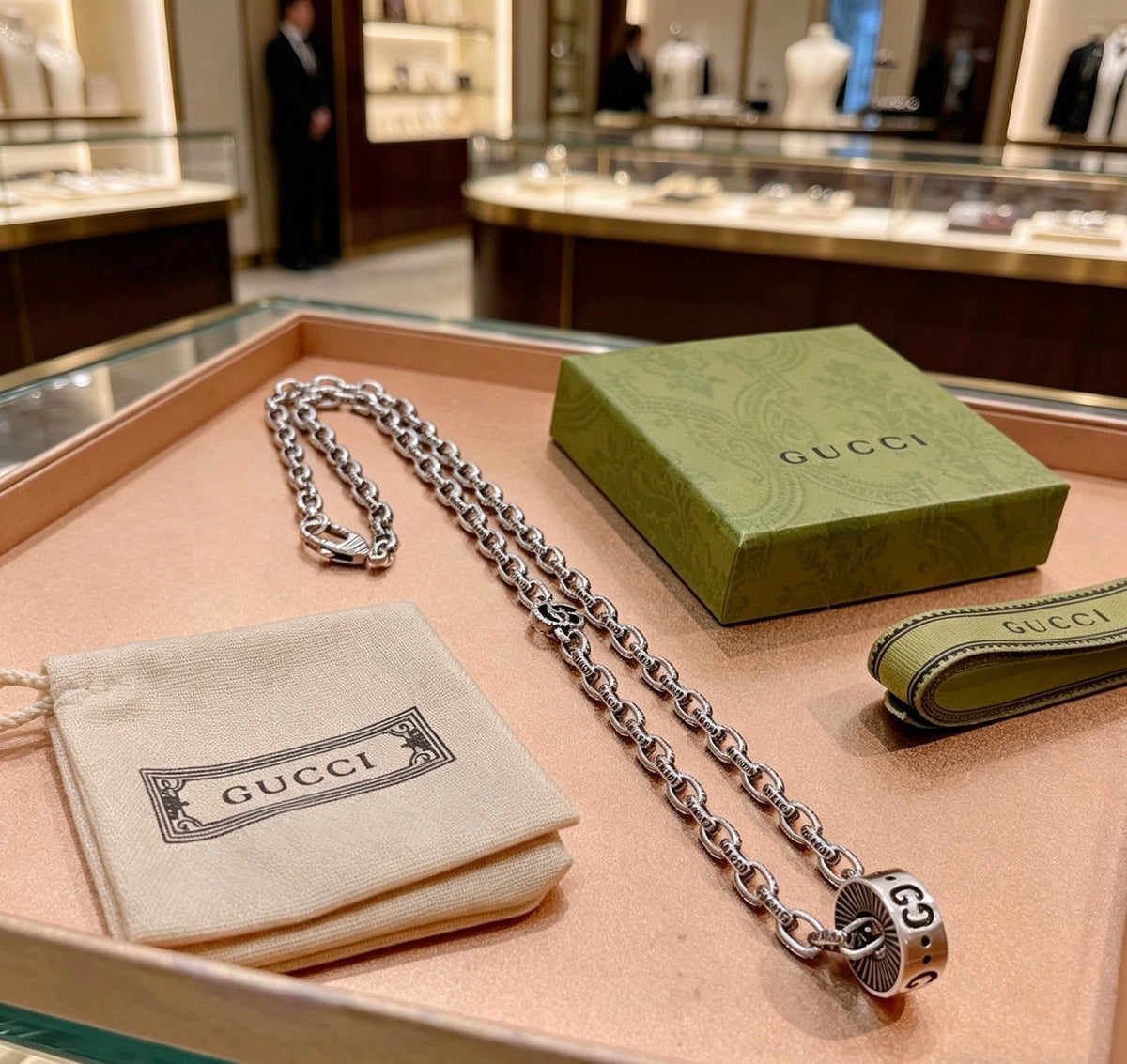 Martin Graham pendant necklace in polished metal-tone – front product view