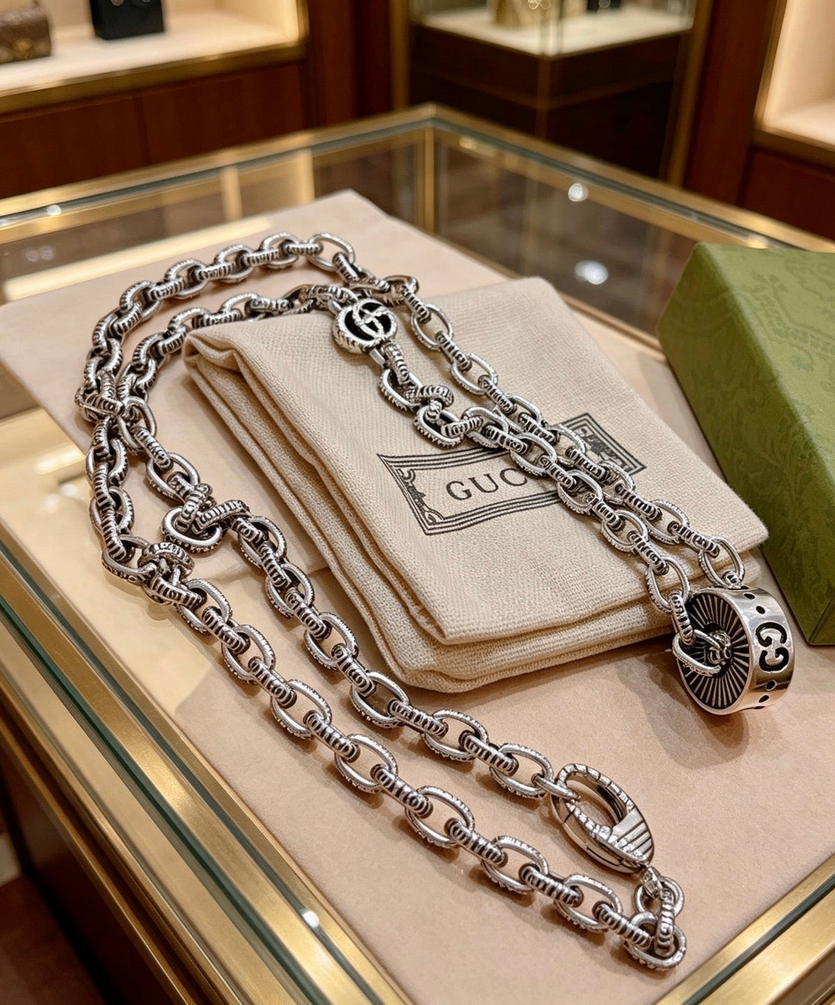 Martin Graham pendant necklace in polished metal-tone – front product view