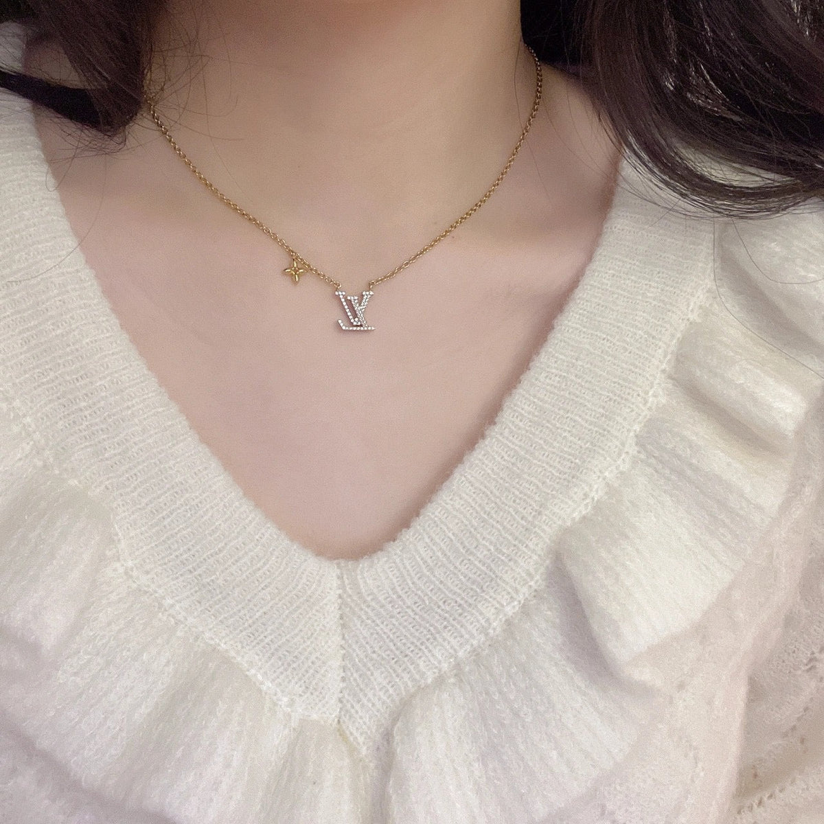 Martin Graham pendant necklace in polished metal-tone – front product view