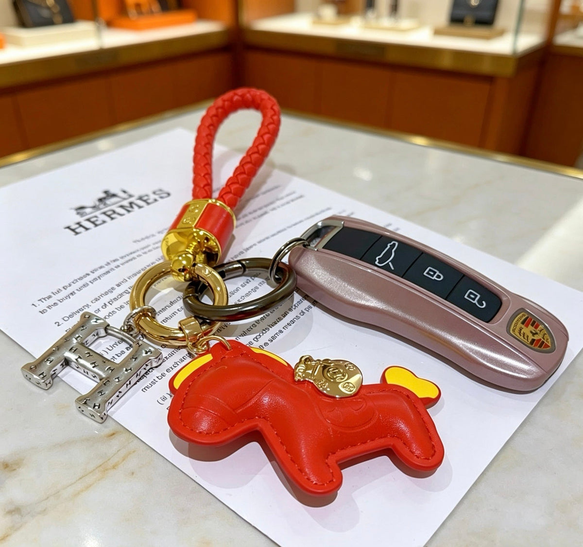 Martin Graham keychain in polished metal-tone – close-up detail