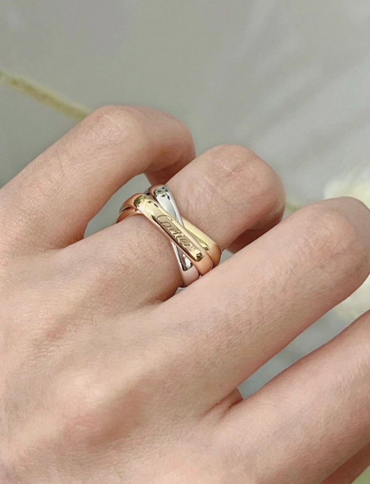 Martin Graham ring in polished metal-tone
