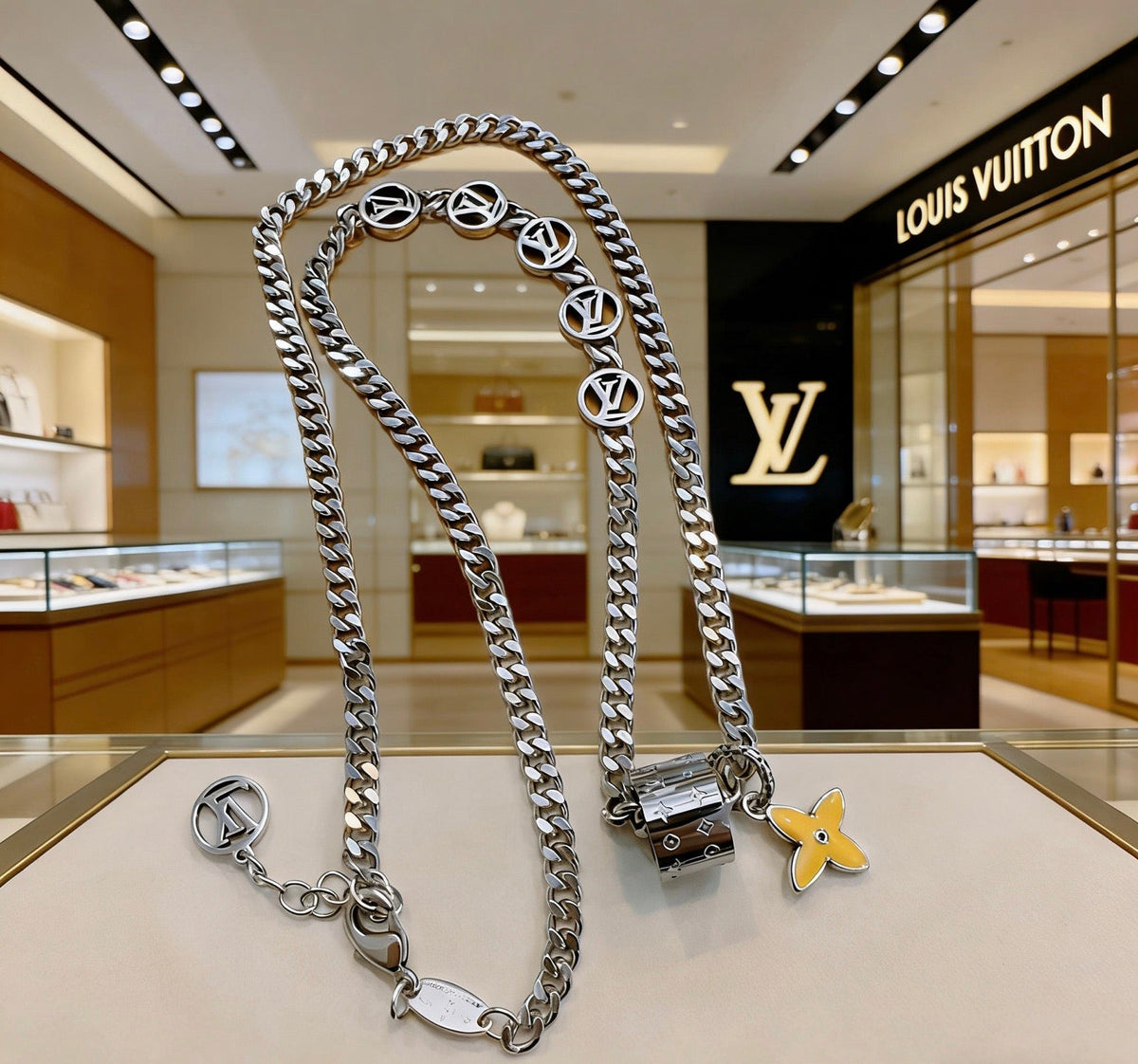 Martin Graham pendant necklace in polished metal-tone – styled product view