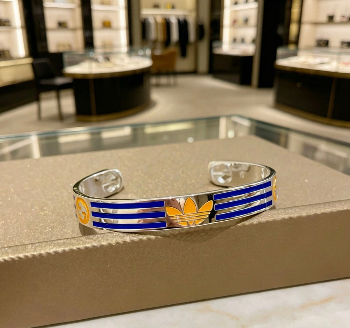 Martin Graham bangle in polished metal-tone – front product view