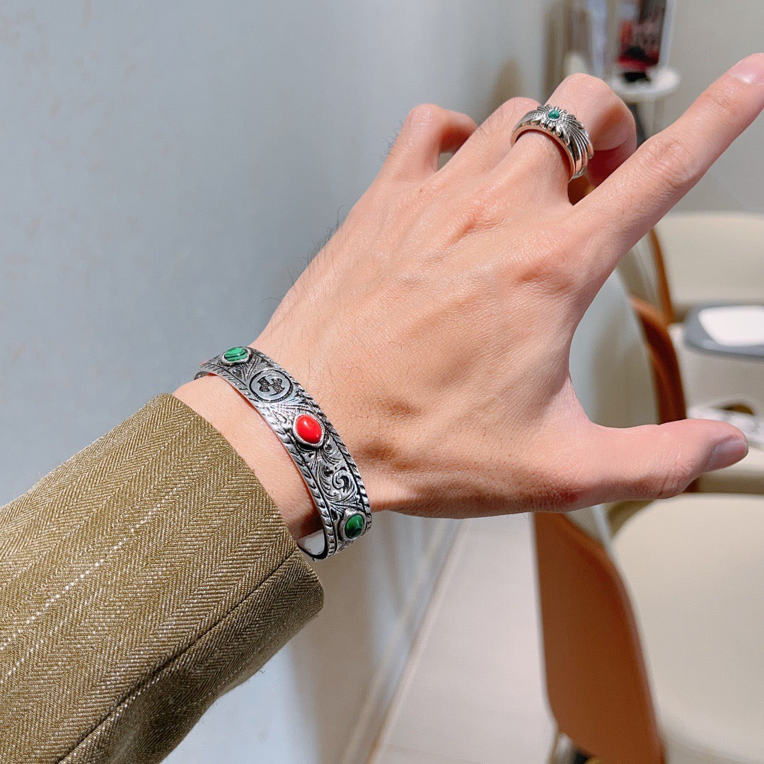 Martin Graham bangle in polished metal-tone – styled product view