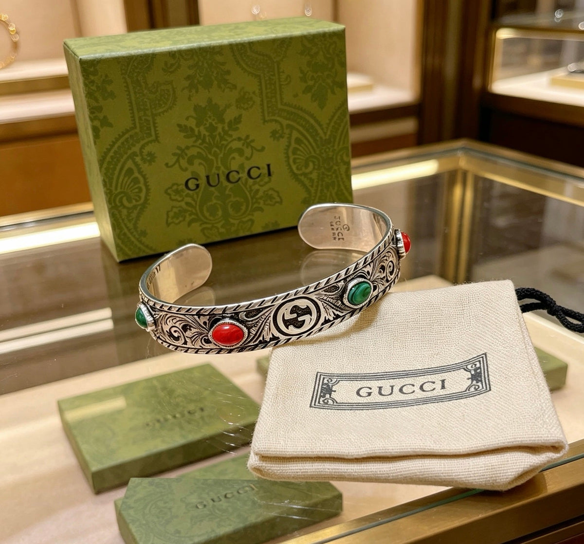 Martin Graham bangle in polished metal-tone – close-up detail