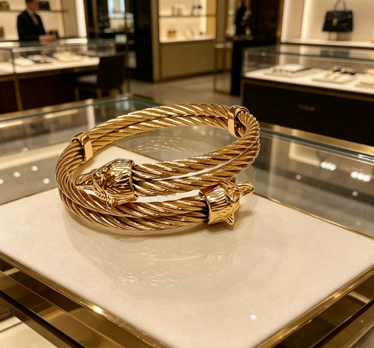 Martin Graham bangle in polished metal-tone – front product view
