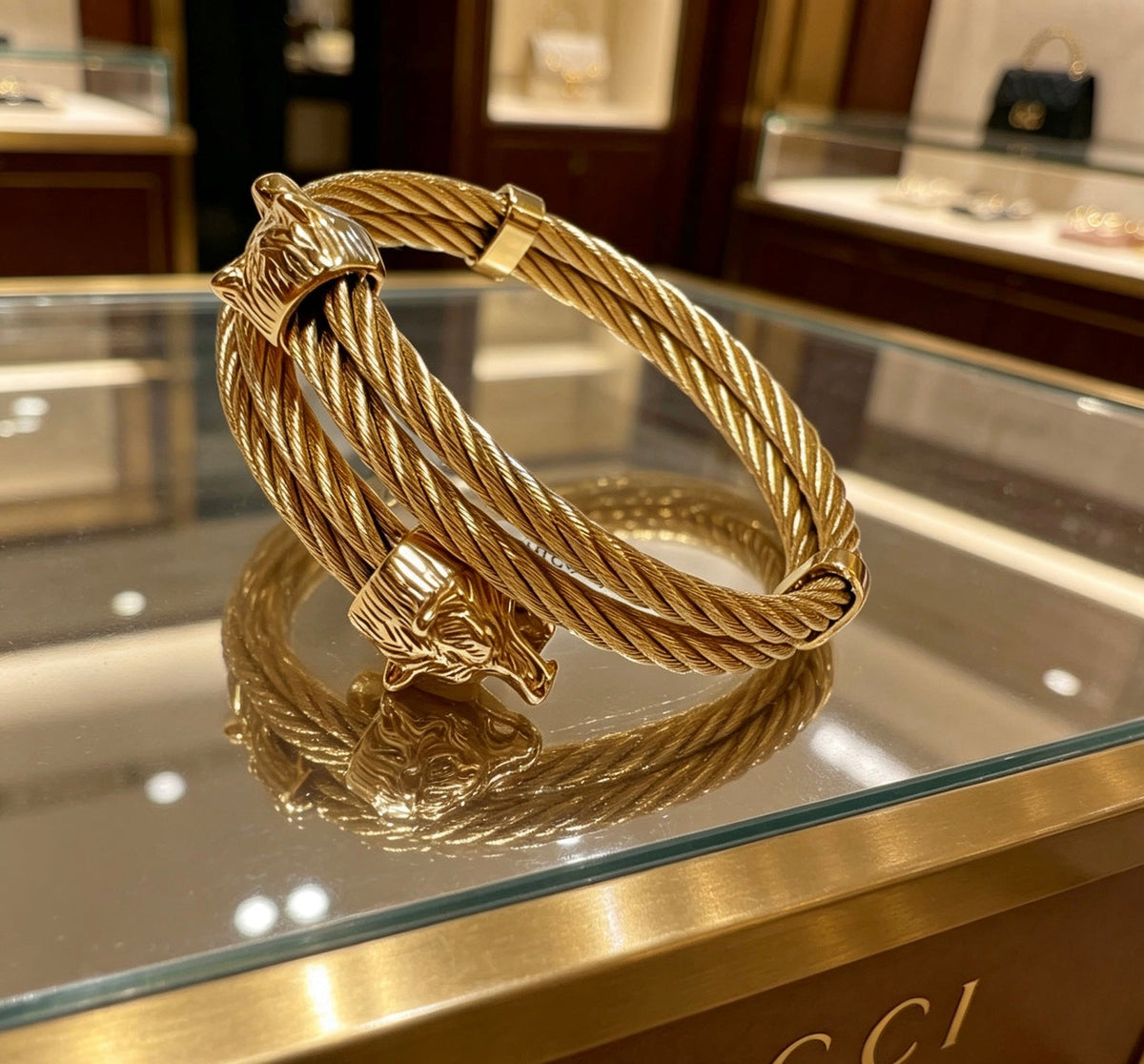 Martin Graham bangle in polished metal-tone – front product view
