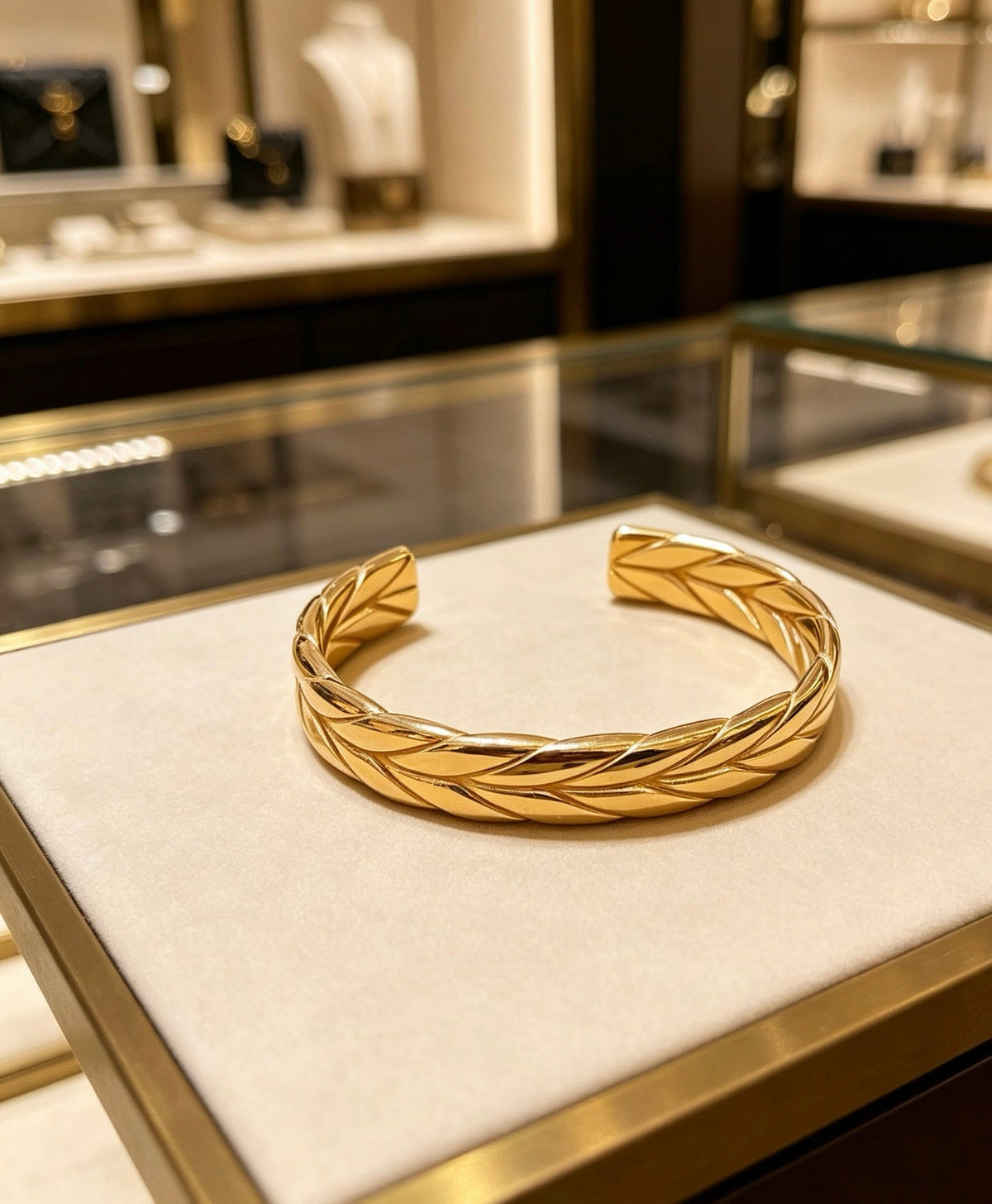 Martin Graham bangle in polished metal-tone – close-up detail