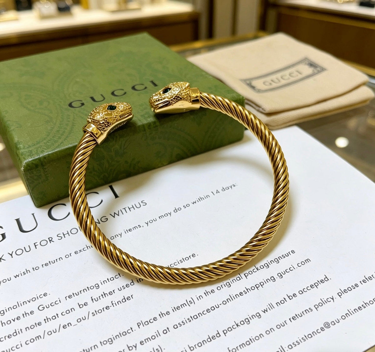 Martin Graham bangle in polished metal-tone – styled product view