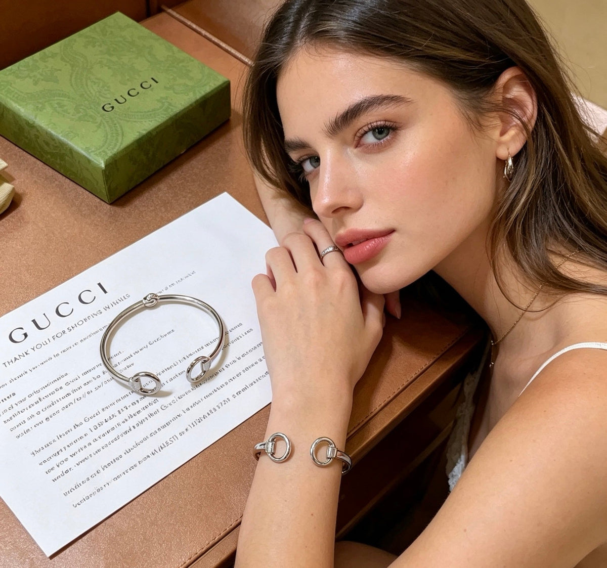 Martin Graham bangle in polished metal-tone – styled product view