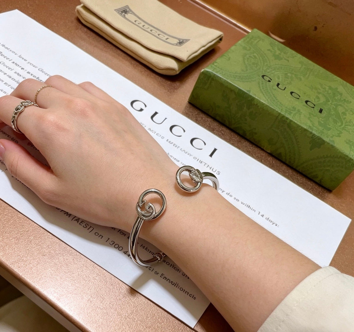 Martin Graham bangle in polished metal-tone – detail view