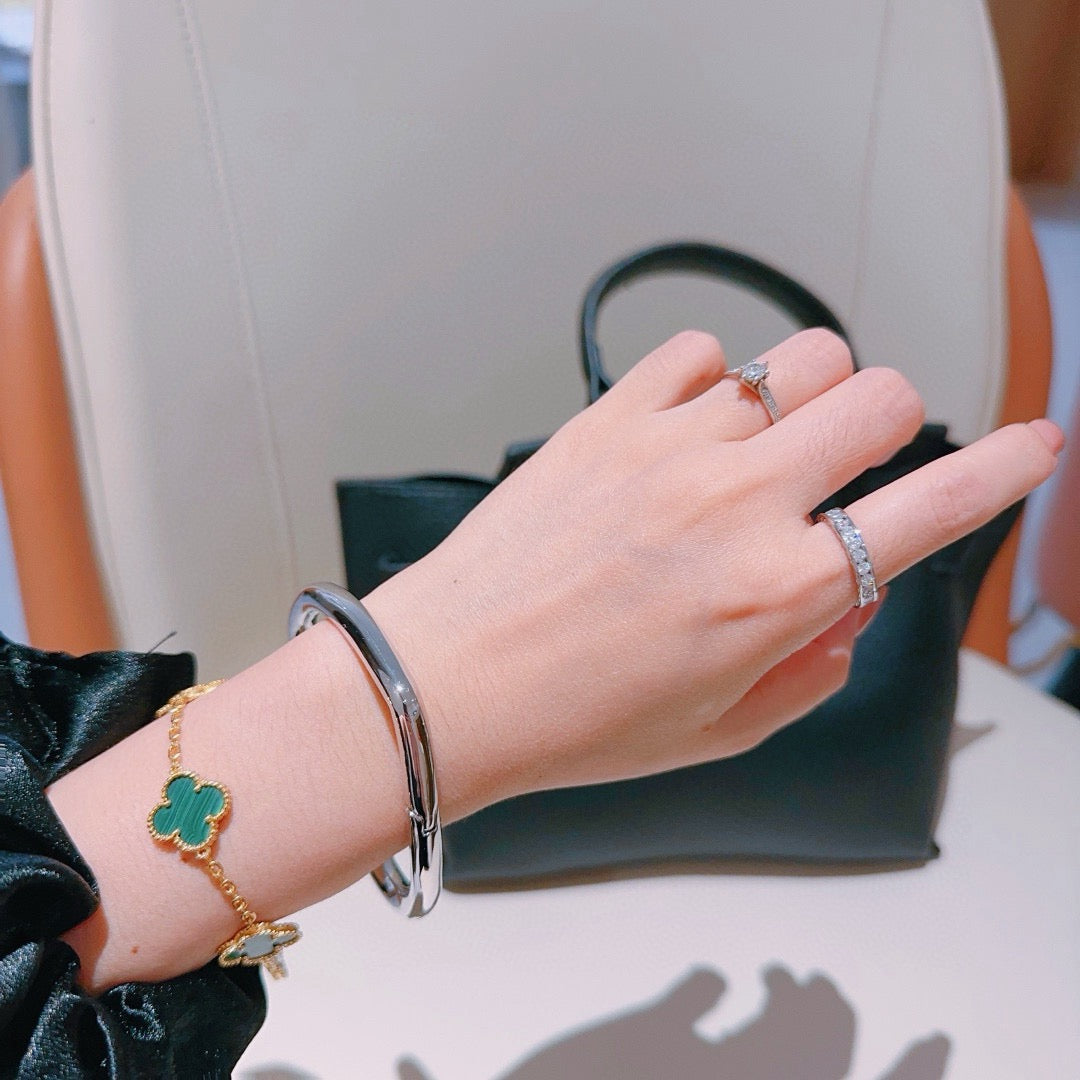 Martin Graham bangle in polished metal-tone – styled product view