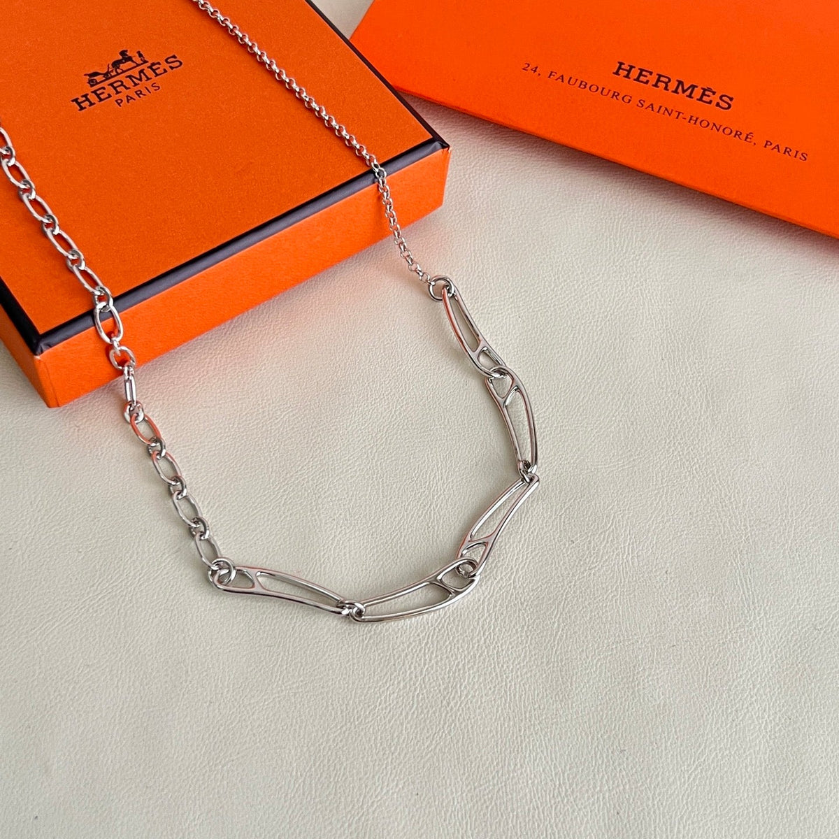 Martin Graham pendant necklace in polished metal-tone – styled product view