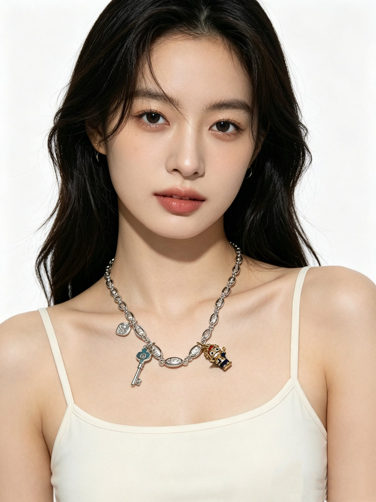 Martin Graham pendant necklace in polished metal-tone – front product view