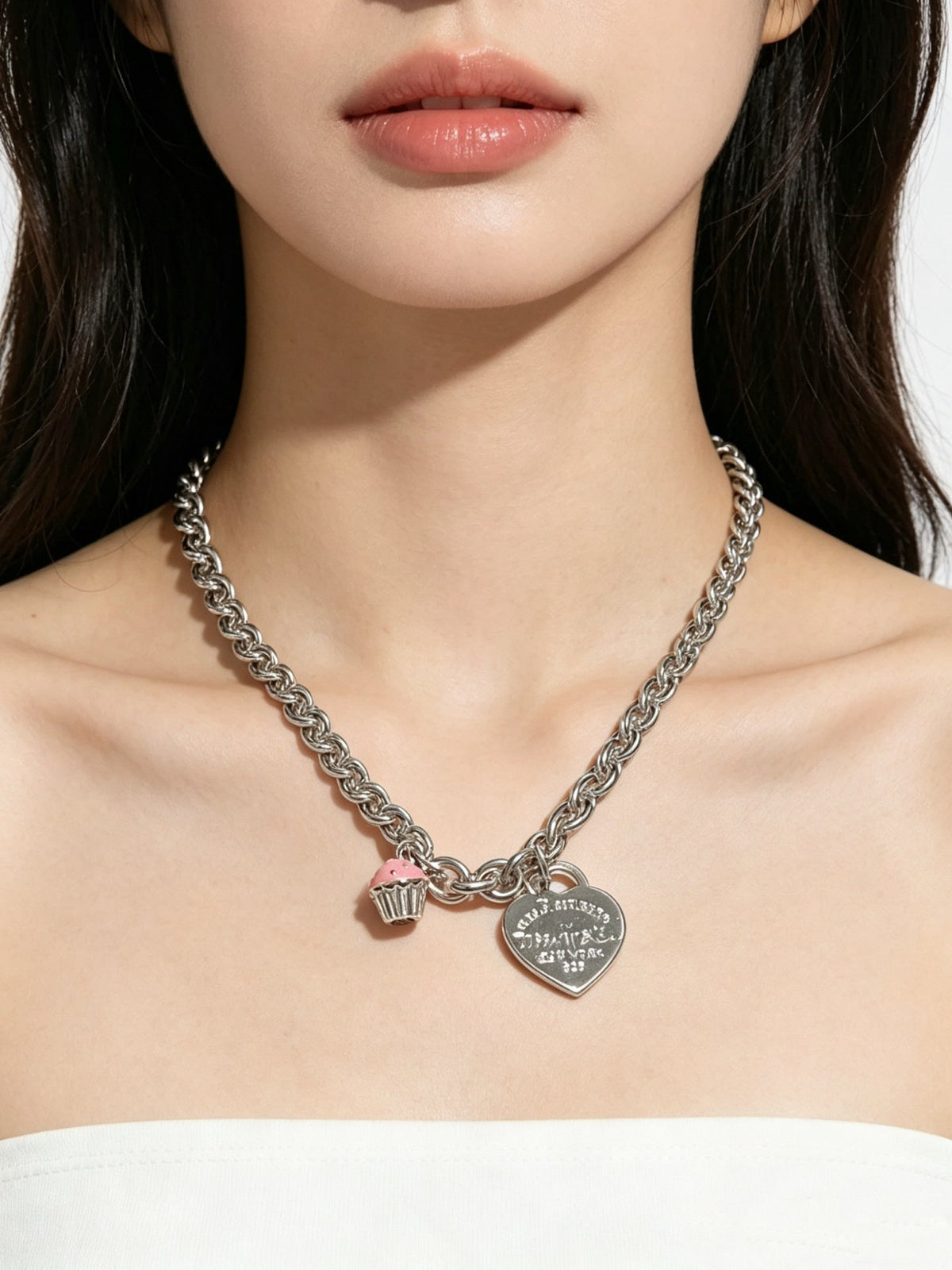 Martin Graham pendant necklace in polished metal-tone – detail view