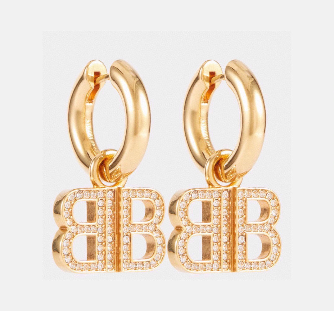 Martin Graham stud earrings in polished metal-tone – front product view