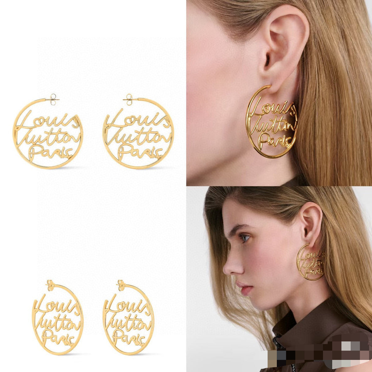 Martin Graham stud earrings in polished metal-tone – close-up detail