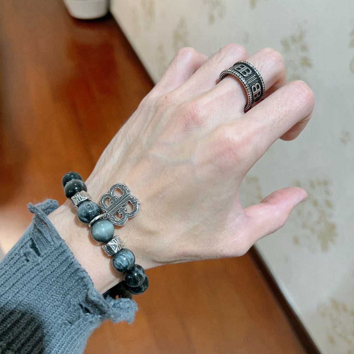 Martin Graham ring in polished metal-tone – styled product view