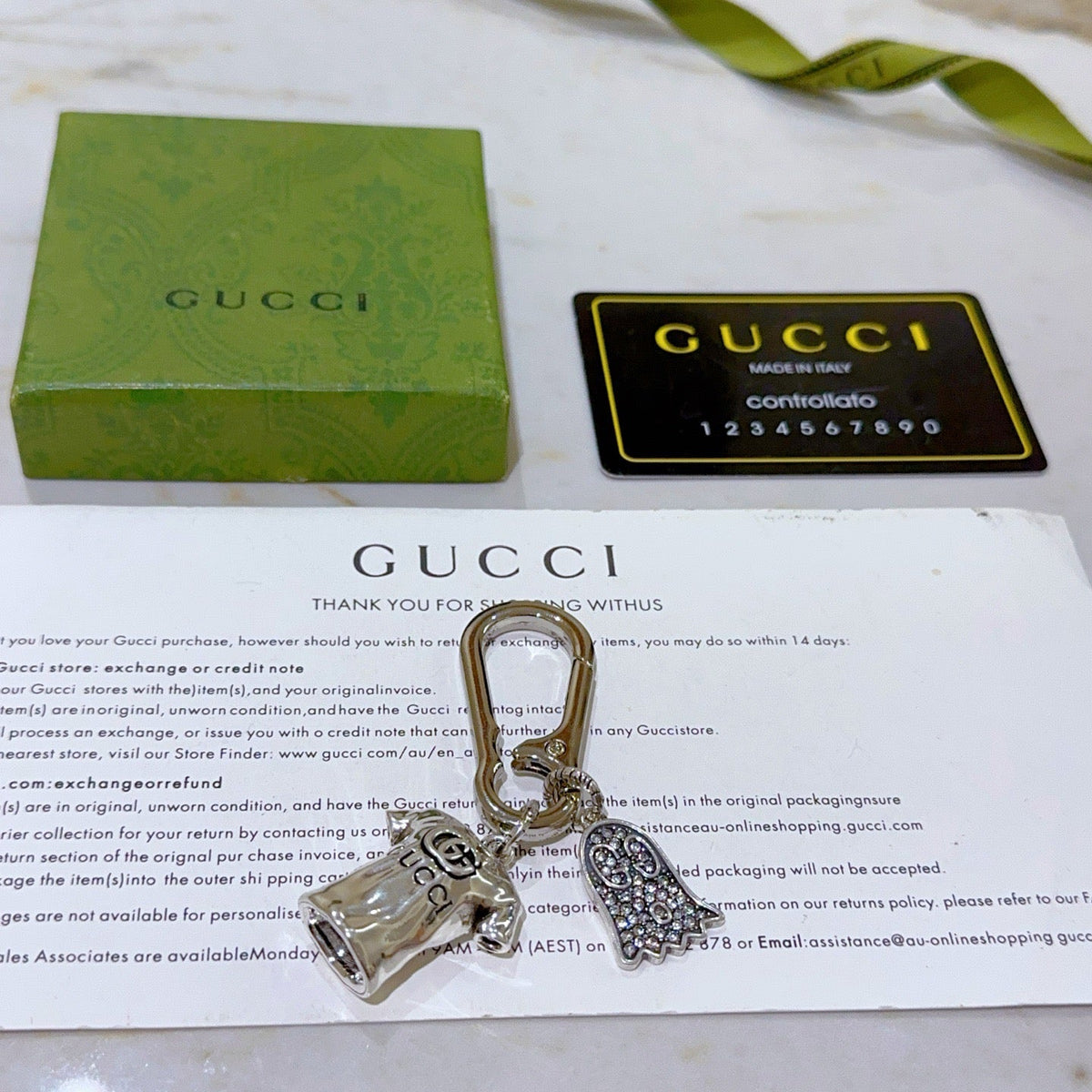 Martin Graham keychain in polished metal-tone – detail view