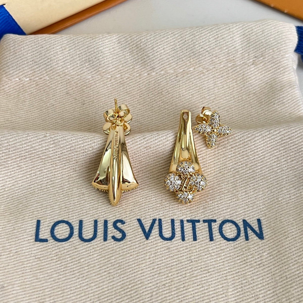Martin Graham stud earrings in polished metal-tone – styled product view