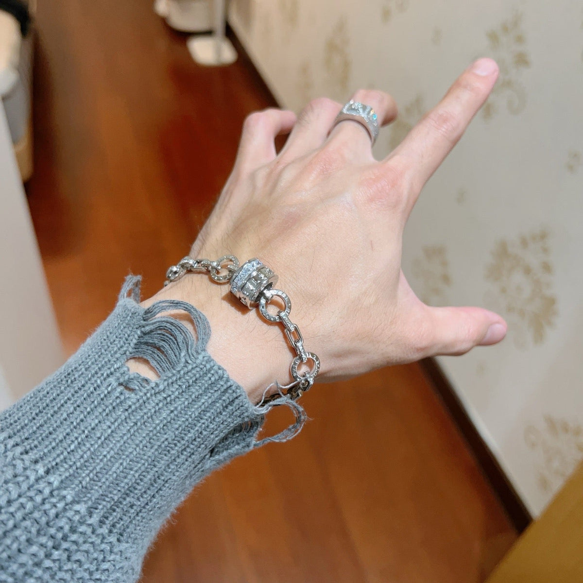 Martin Graham ring in polished metal-tone – styled product view