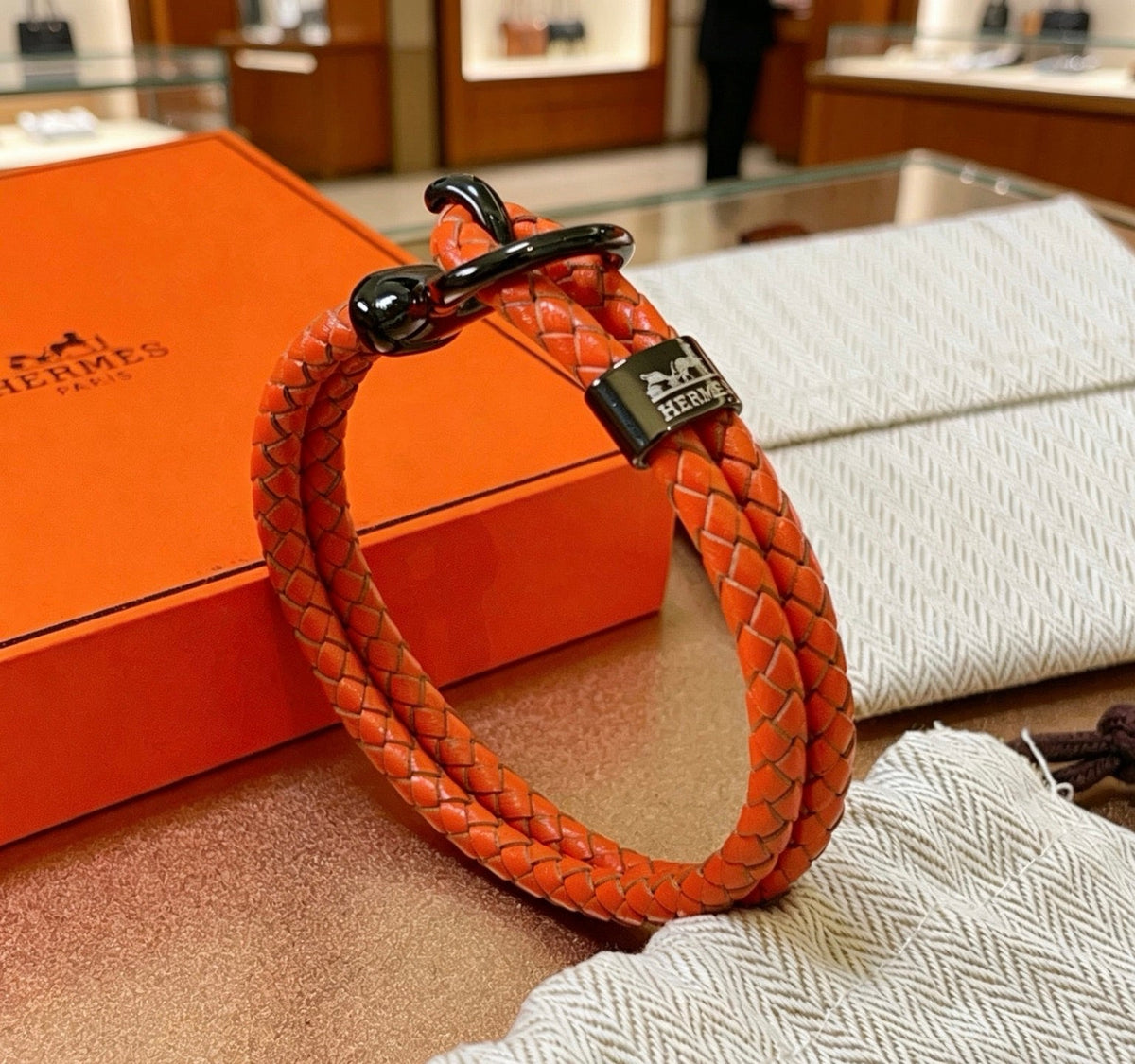 Martin Graham bangle in polished metal-tone – styled product view