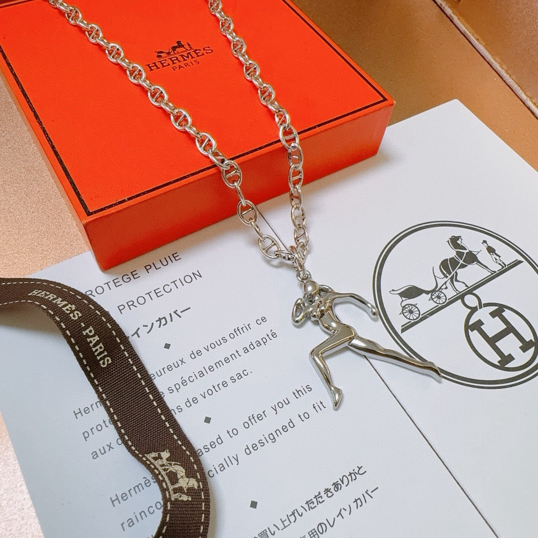 Martin Graham pendant necklace in polished metal-tone – styled product view