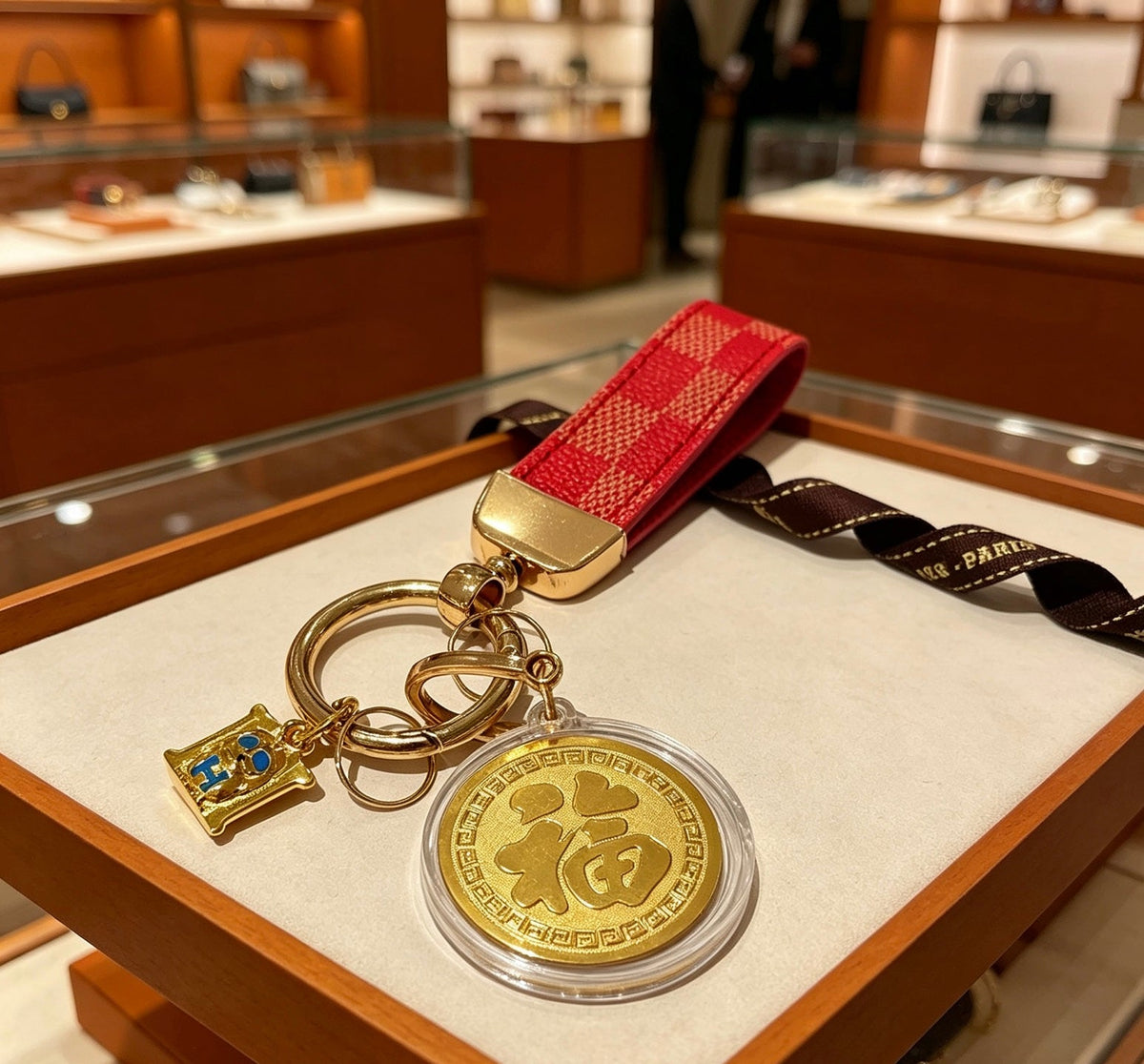 Martin Graham keychain in polished metal-tone – styled product view