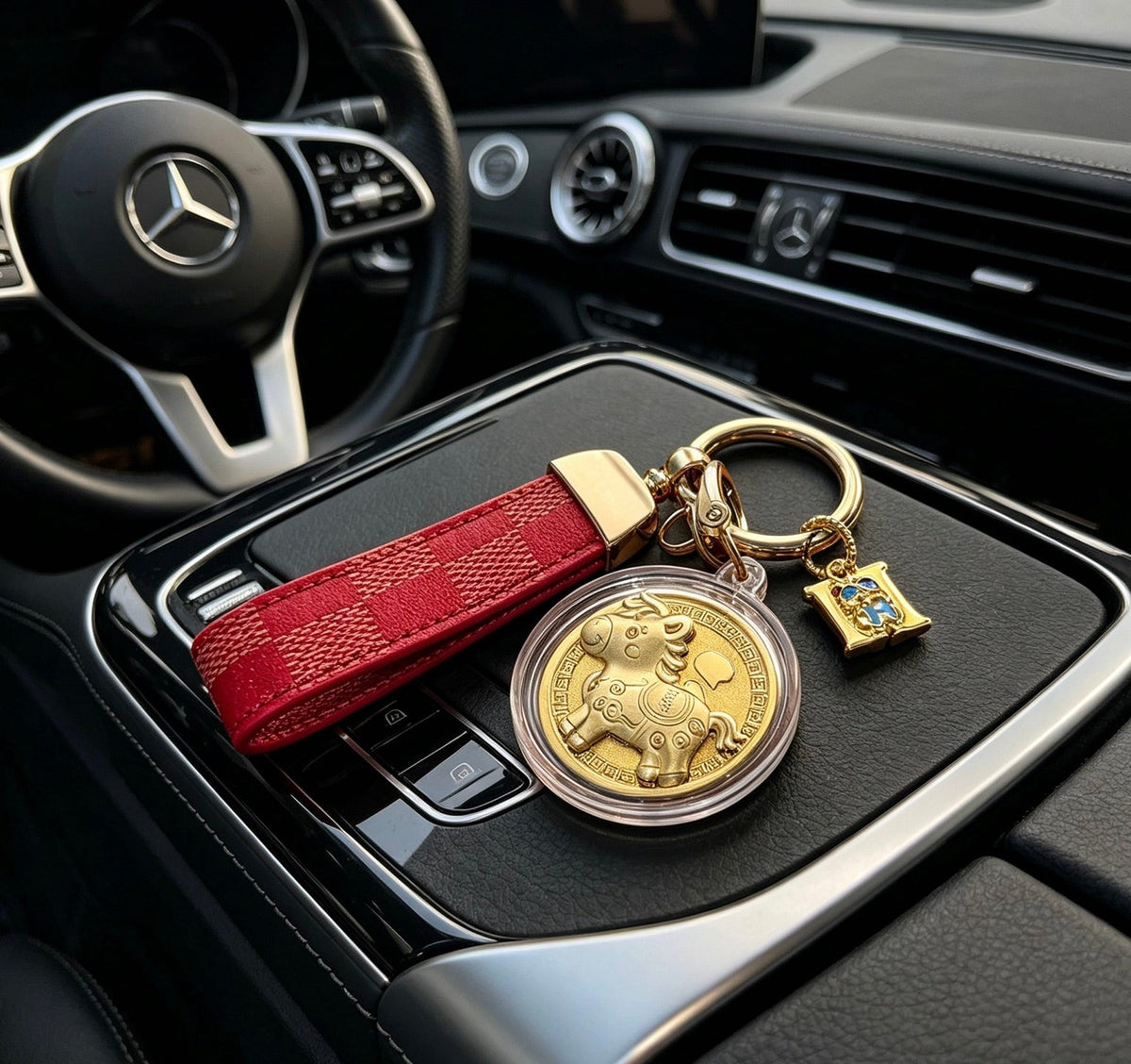 Martin Graham keychain in polished metal-tone – front product view