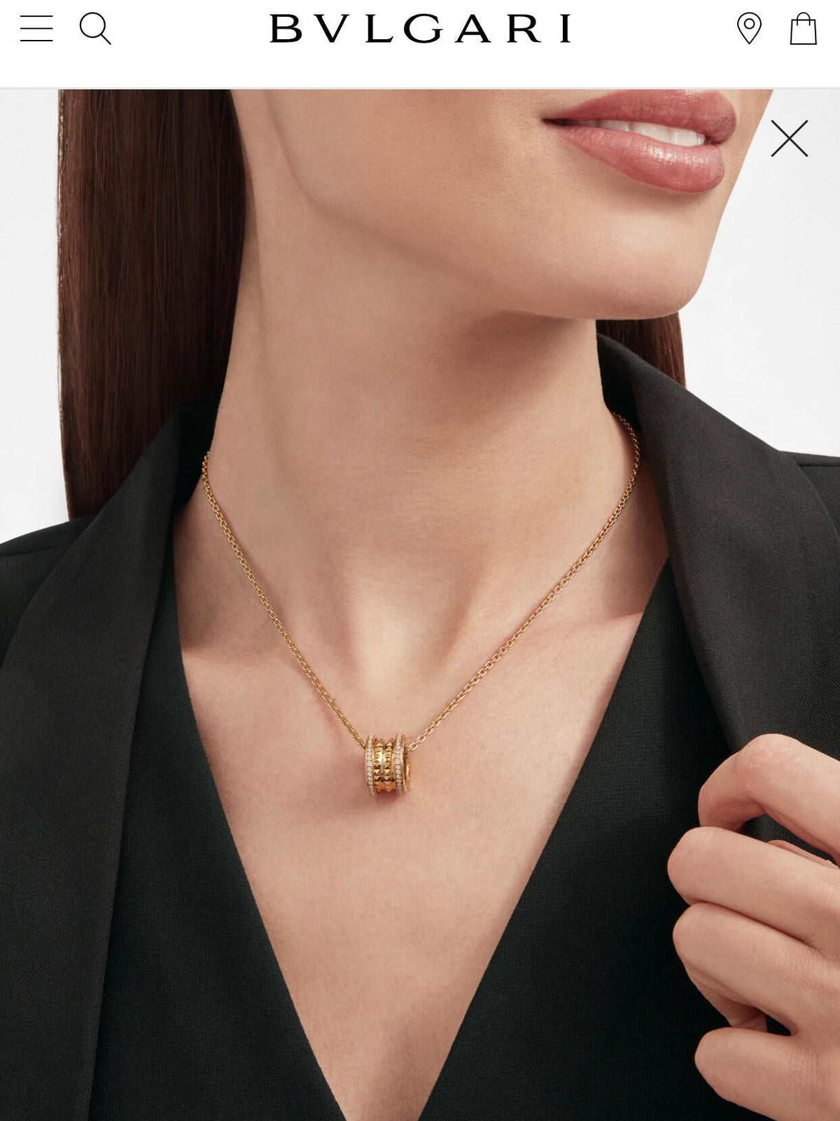 Martin Graham pendant necklace in polished metal-tone – side detail