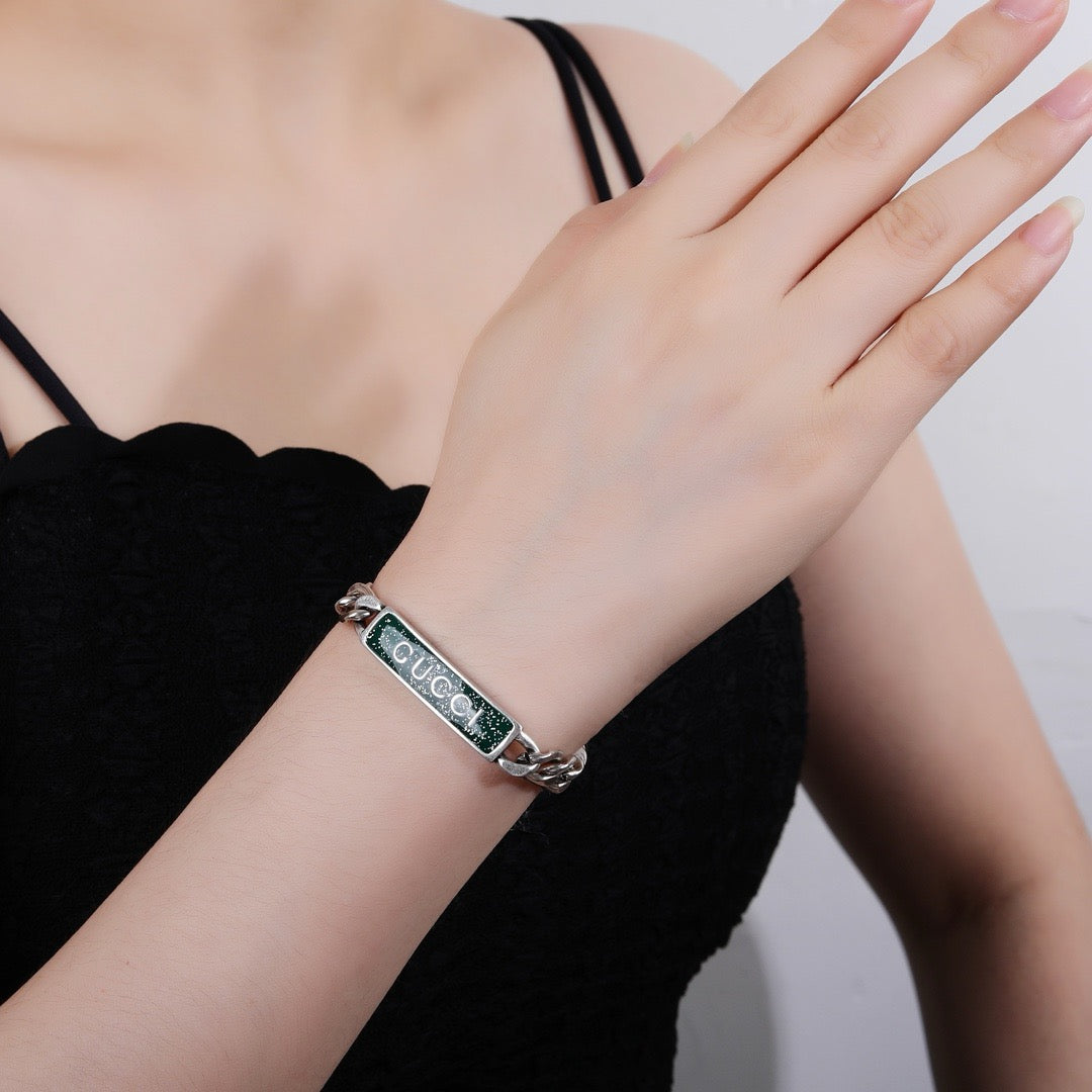 Martin Graham bangle in polished metal-tone – front product view