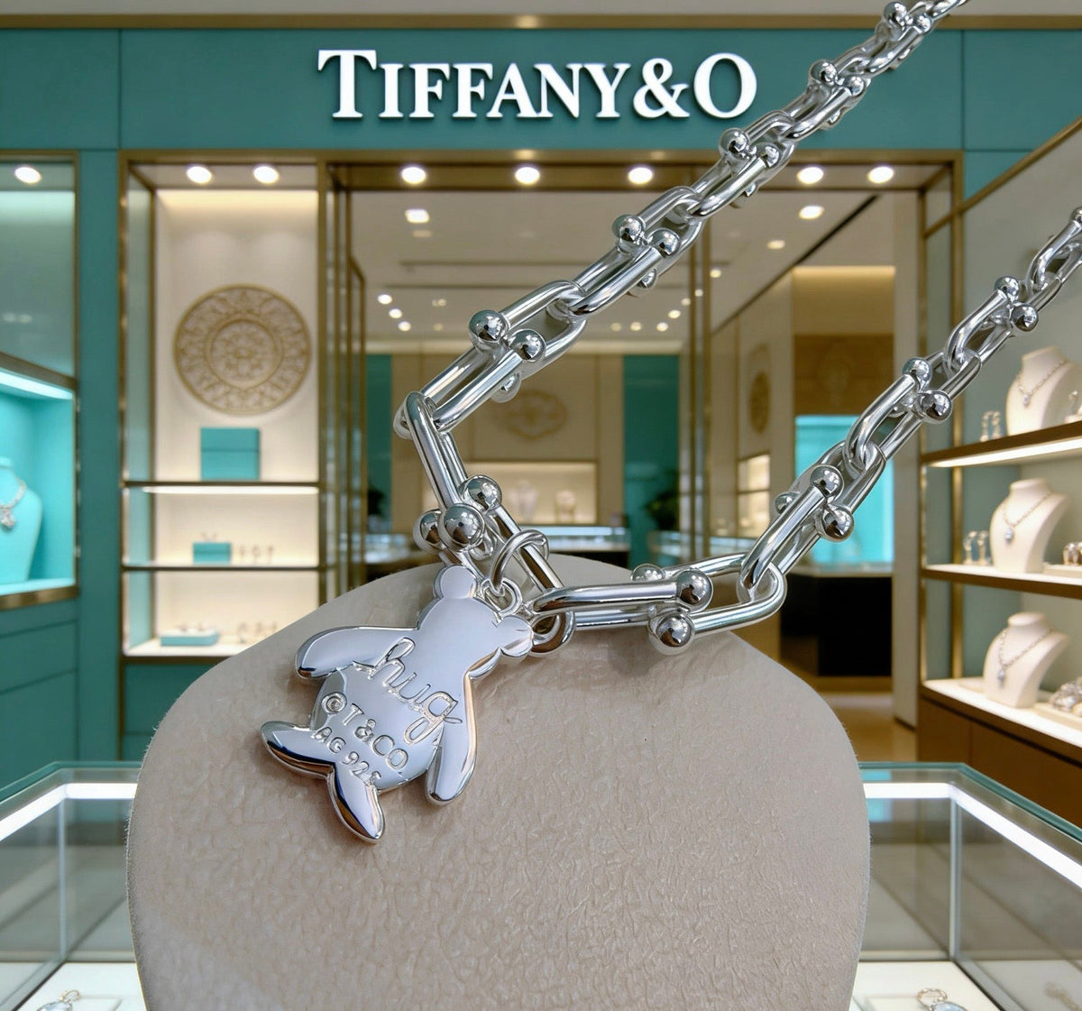 Martin Graham pendant necklace in polished metal-tone – close-up detail