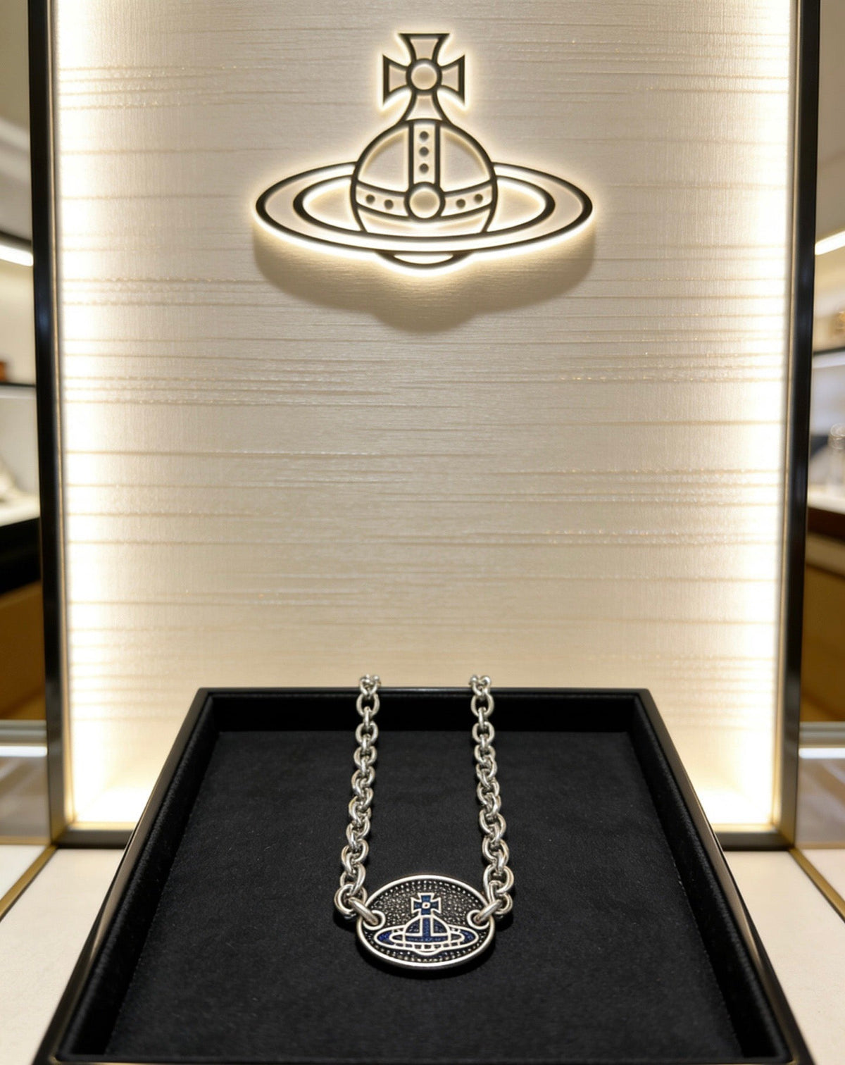 Martin Graham pendant necklace in polished metal-tone – front product view