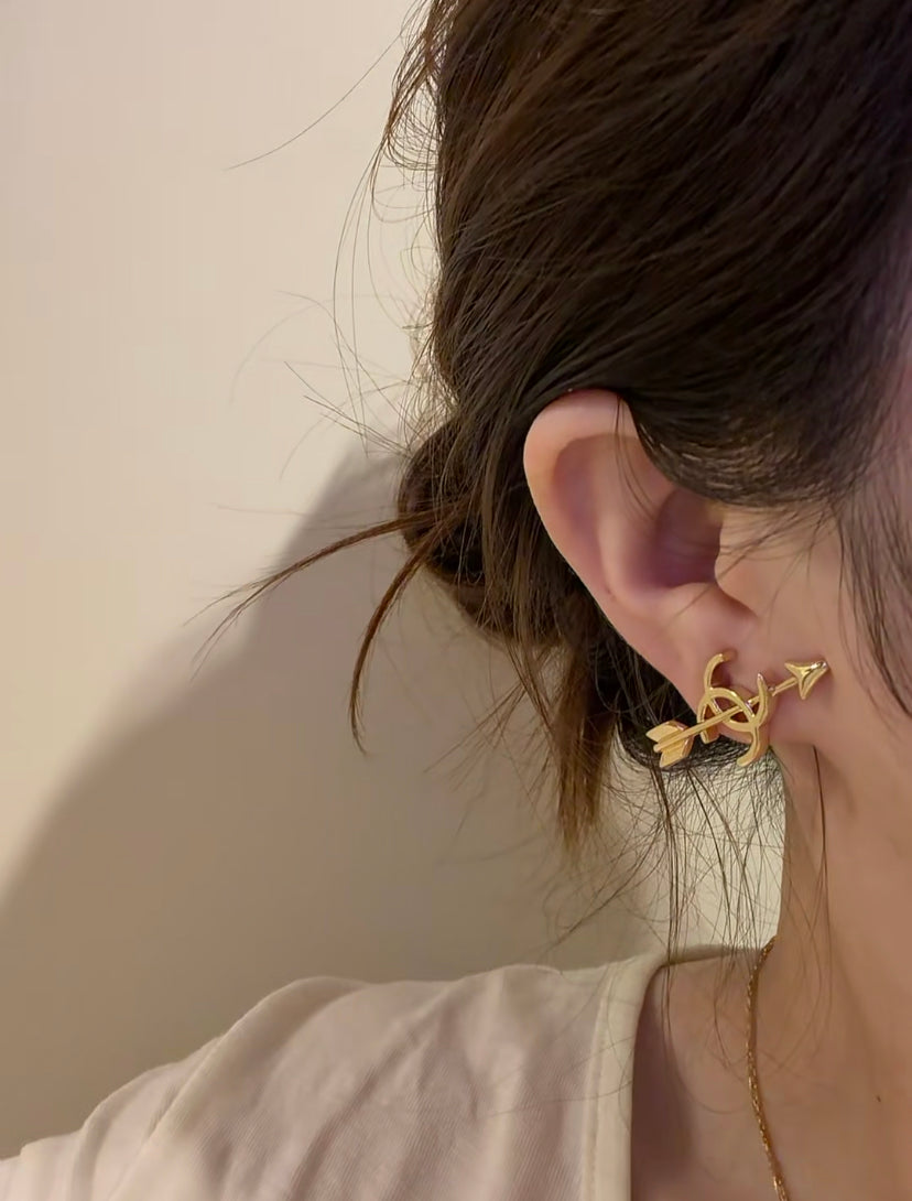 Martin Graham stud earrings in polished metal-tone – front product view