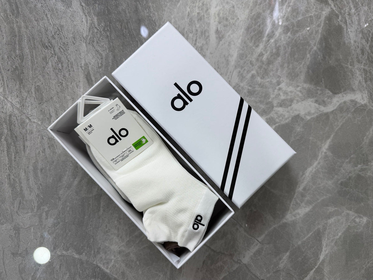 Alo Modal Simple Contrast Branding Ankle Socks - 5-Pair Set