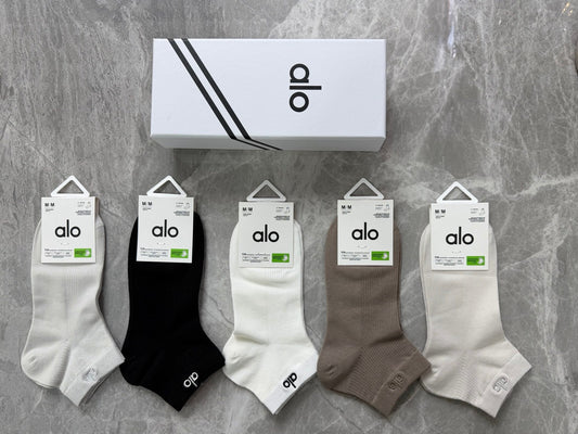 Alo Clean Wordmark Details Ankle Socks - 5-Pair Set