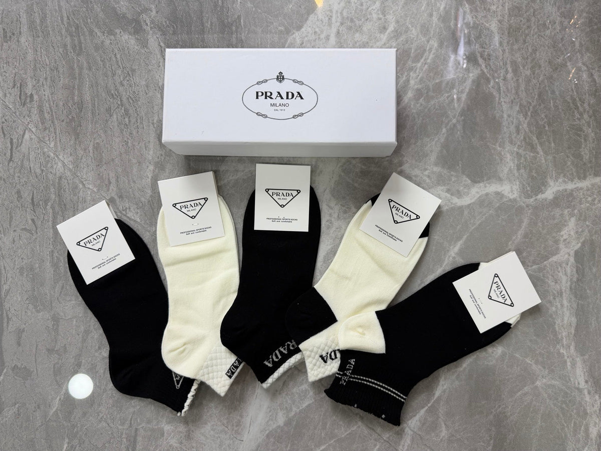 Prada Cotton Pastel Colour Tonal Waistbands Crew Socks