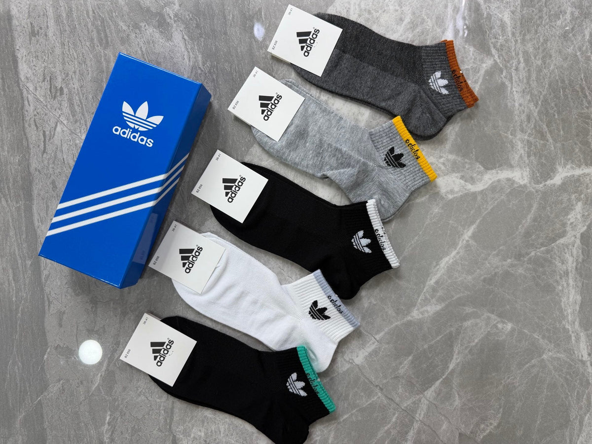 Adidas Sport-Logo Details Ankle Socks - 5-Pair Set