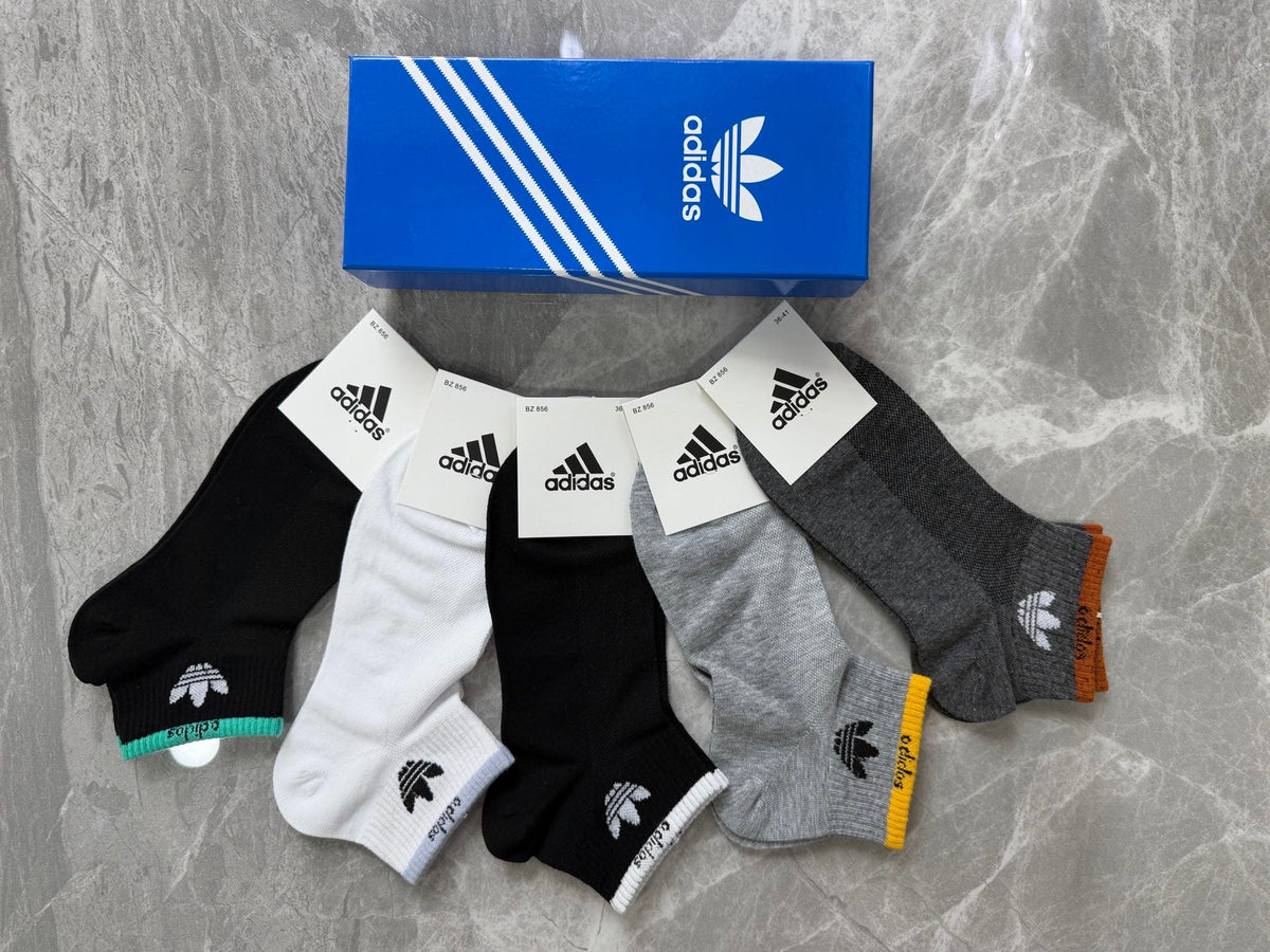 Adidas Sport-Logo Details Ankle Socks - 5-Pair Set