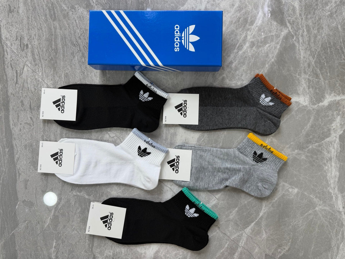Adidas Sport-Logo Details Ankle Socks - 5-Pair Set