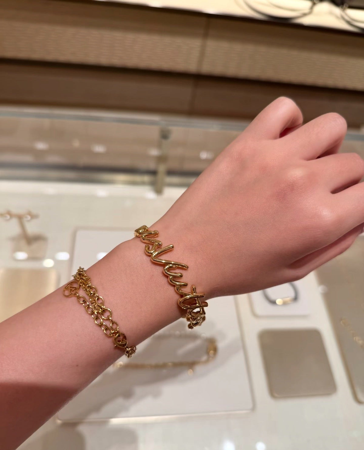 Martin Graham bangle in polished metal-tone – front product view