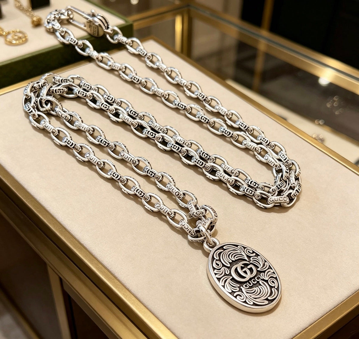 Martin Graham pendant necklace in polished metal-tone – main product view