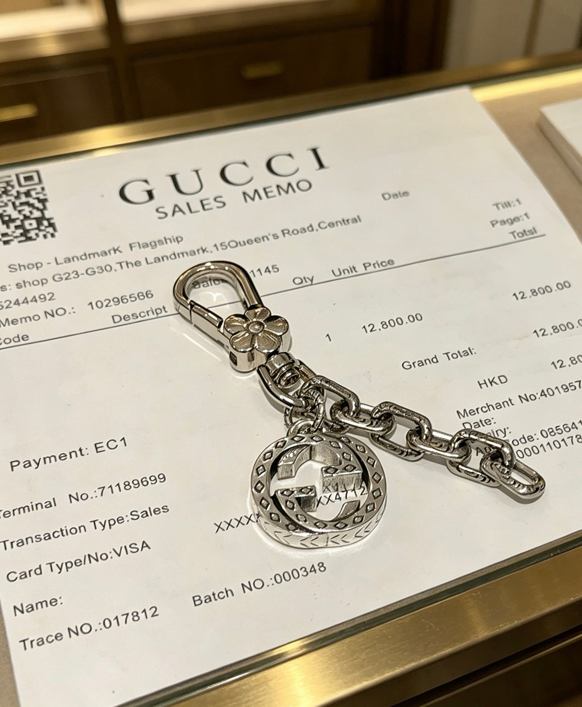 Martin Graham keychain in polished metal-tone – side detail