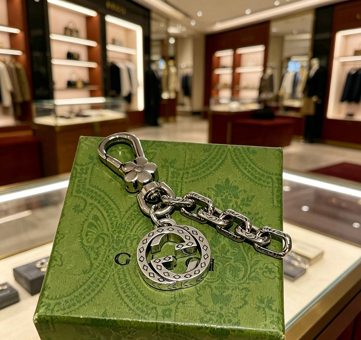 Martin Graham keychain in polished metal-tone – close-up detail