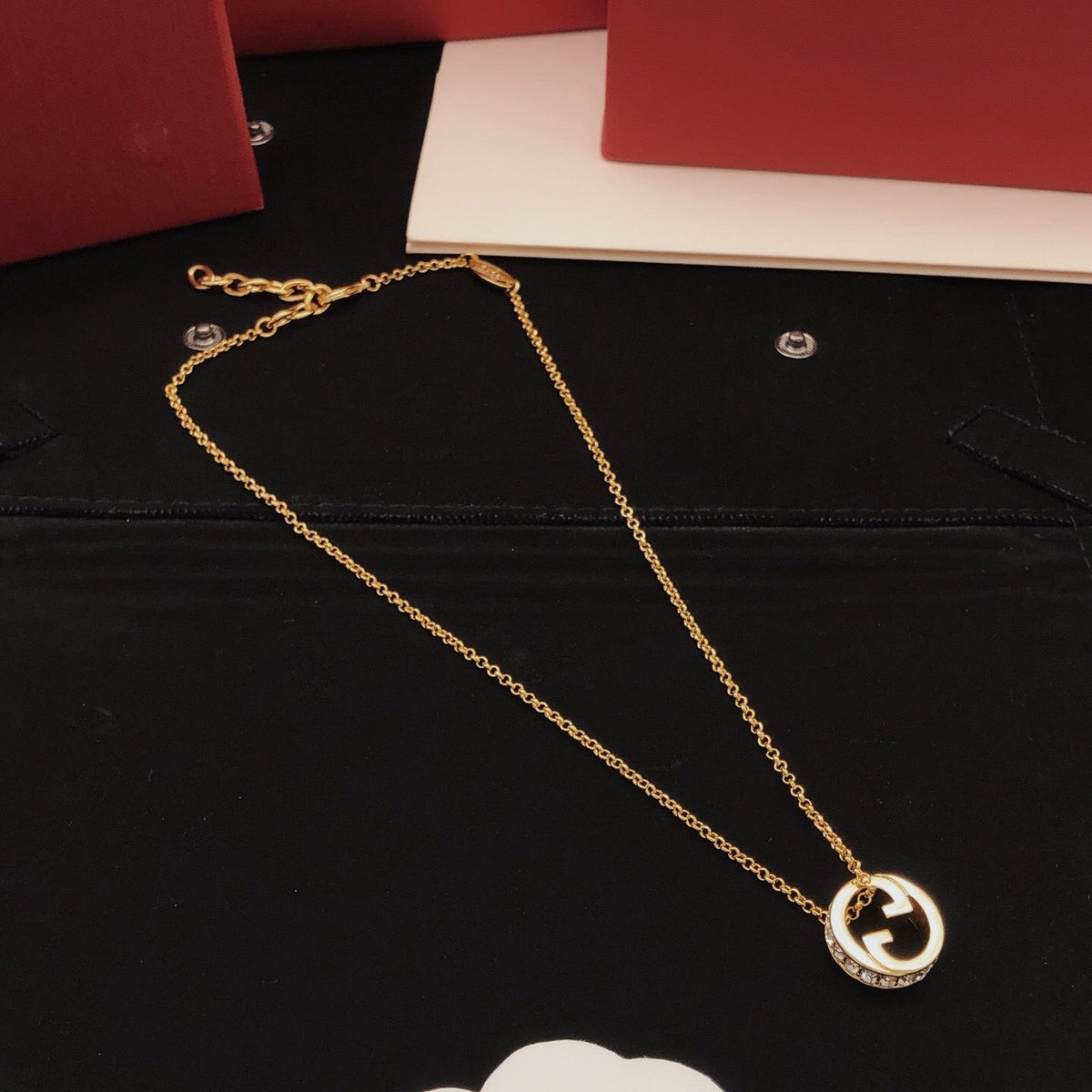 Martin Graham pendant necklace in polished metal-tone – front product view