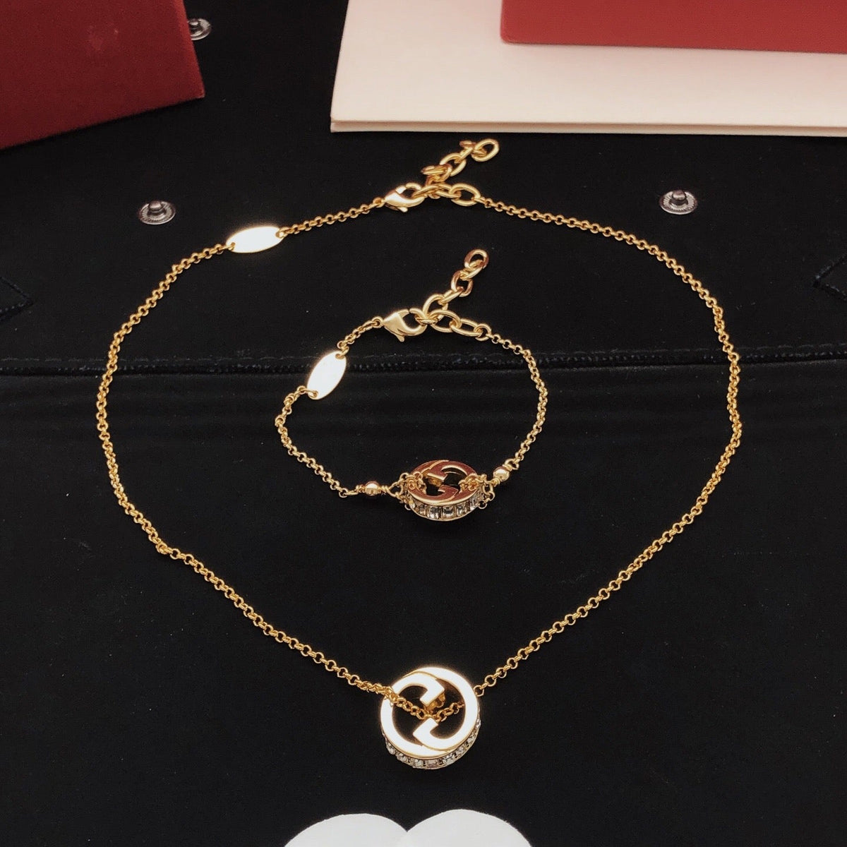 Martin Graham pendant necklace in polished metal-tone – styled product view