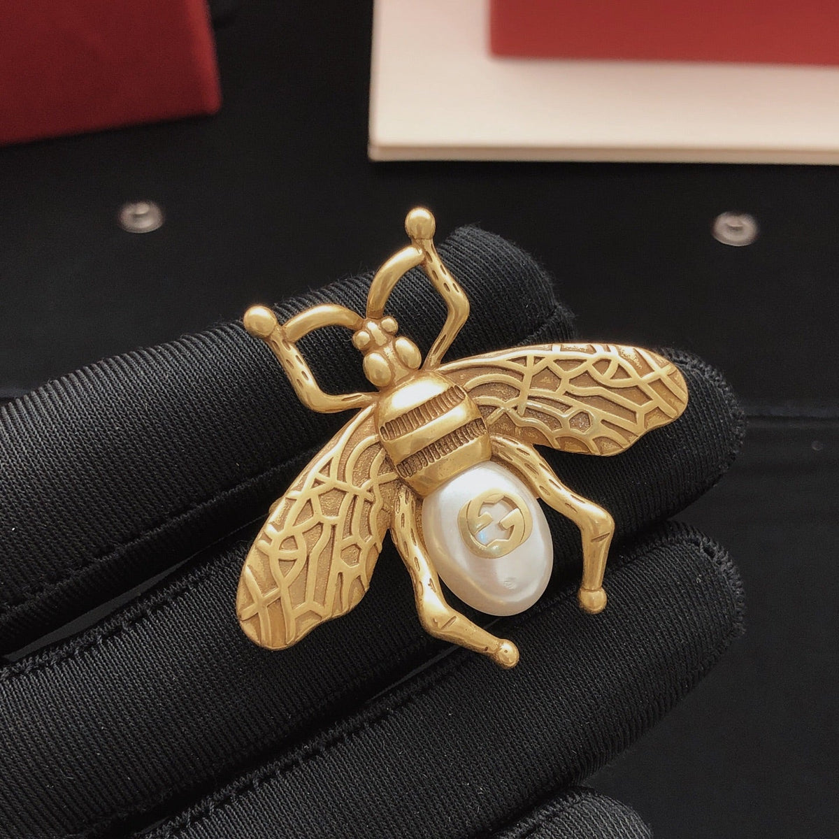 Martin Graham brooch in polished metal-tone – front product view