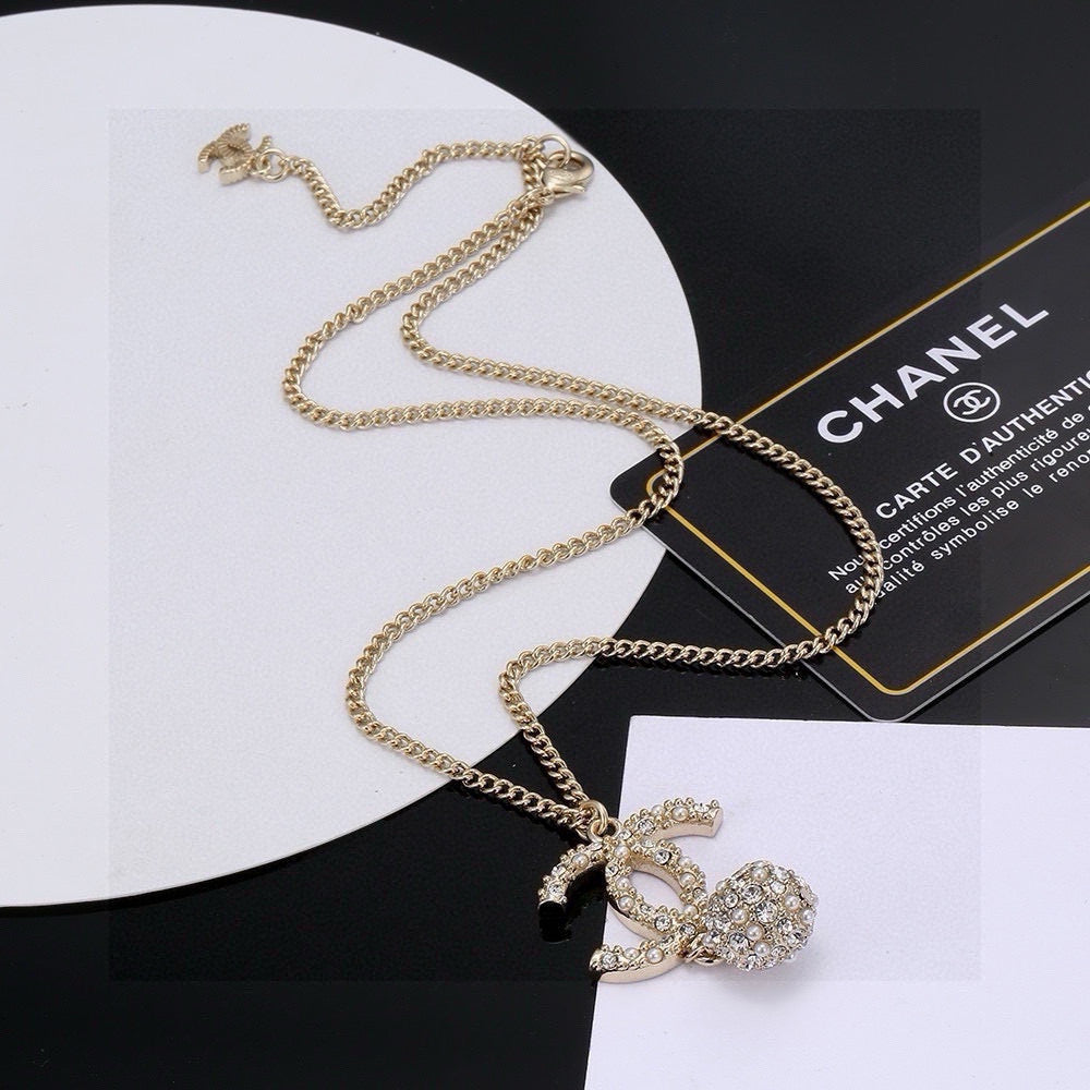 Martin Graham pendant necklace in polished metal-tone – front product view