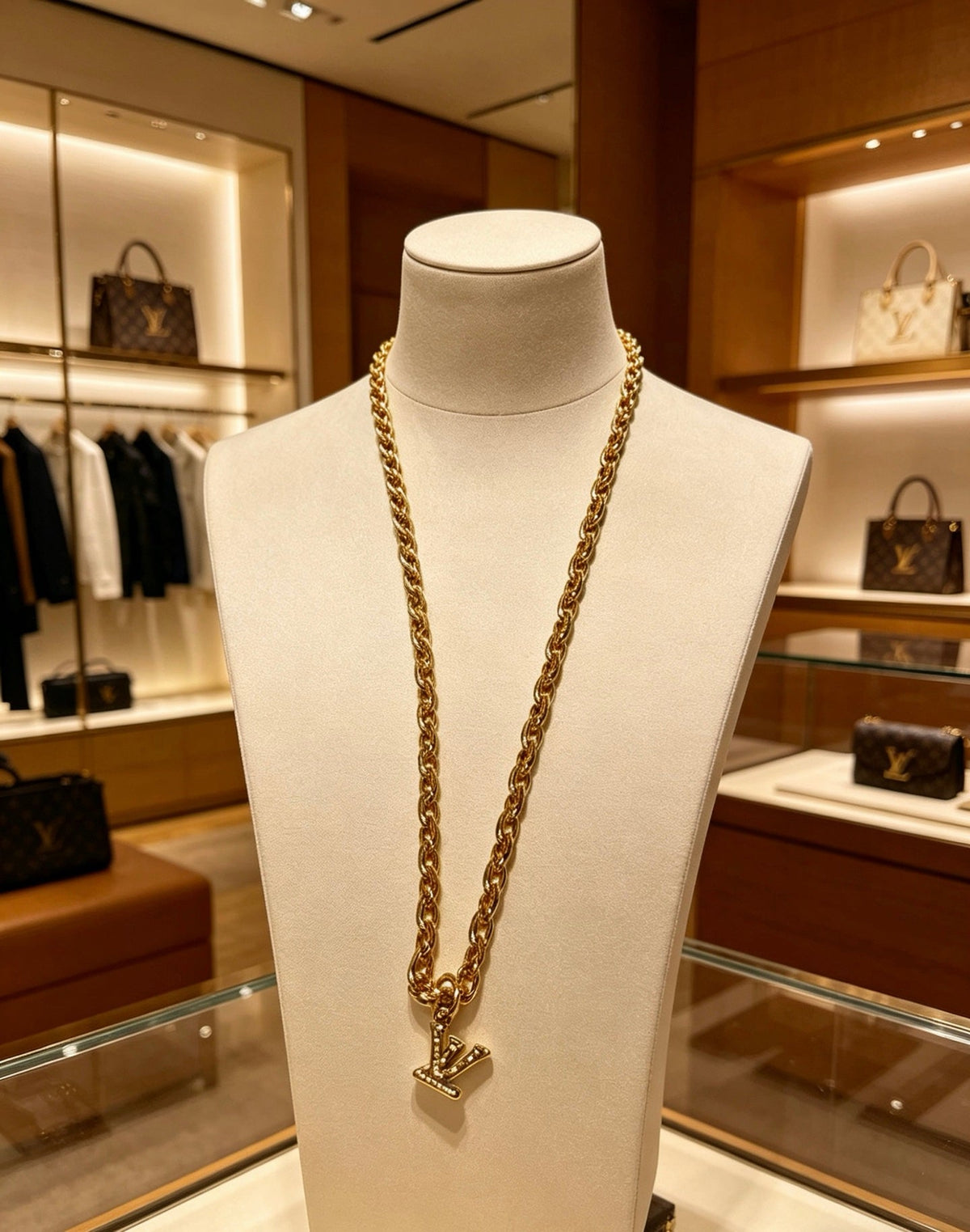 Martin Graham pendant necklace in polished metal-tone – detail view
