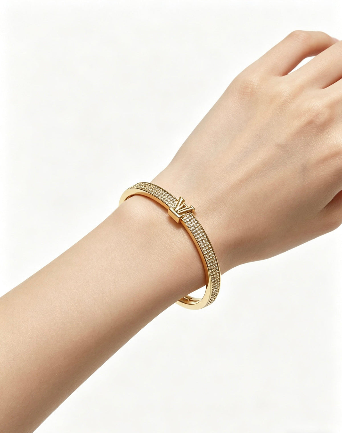 Martin Graham bangle in polished metal-tone – styled product view